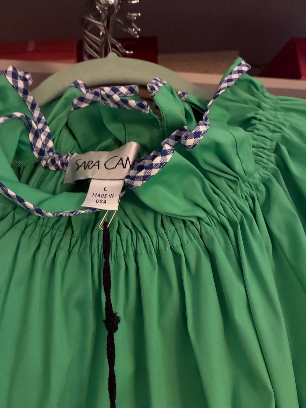 Sara Campbell Bright Green Mini Dress with Gathered Neck - Picture 3 of 3